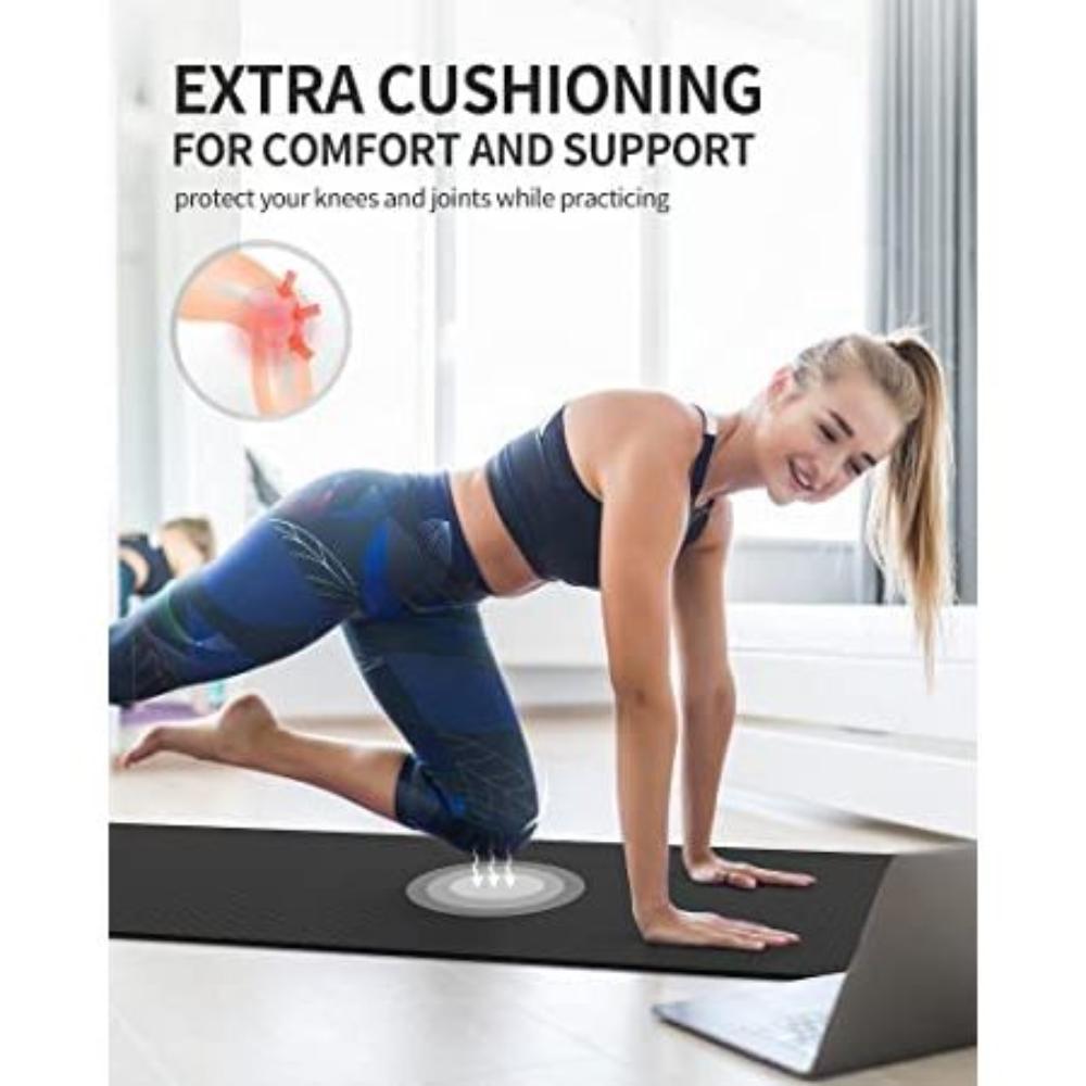 Экологичный нескользящий коврик для йоги с липкой поверхностью и ремнем для переноски для дома,(4мм) (Размер:183см* 61см* 0,4см) (Пакет из 1) (серый)