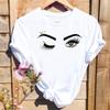Women Print T-shirts Watercolor Eye Lashes Eyelashes Trend Graphic Tops Fashion Short Sleeve Summer Shirt Female Tees