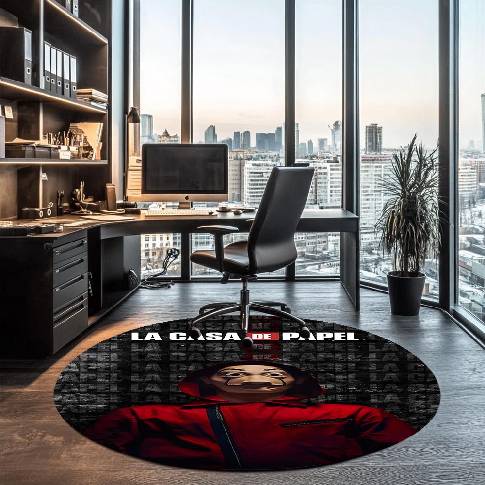 La Casa De Papel Printed Round Rug Carpet Chair Rug Area Rug Entryway Doormats,for Office Chair Living Room Bedroom Kitchen Room.