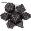 7 Pcs Black Skull Metal Dice Solid Metal Polyhedral Dice Set Suitable for Role-Playing RPG  Board Game Card Game