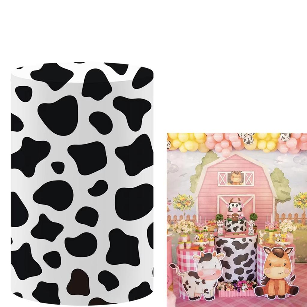 BEPAN Pink cow theme arched column background customizable baby birthday party christening baby shower decoration props stretch fabric
