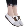 Personalized Retro Shallow Mouth Women's Leather Flat Bottom Comfortable Doudou Shoes Elastic Band Women's Single Shoes Large Size