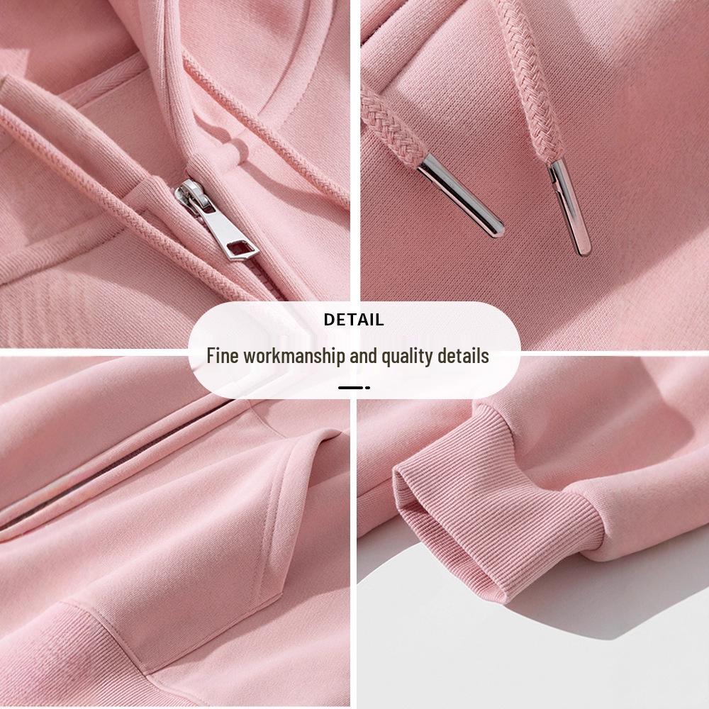 Новая коллекция 2025 года: розовая толстовка с капюшоном и кардиган в корейском стиле для женщин — легкий, свободный крой, идеально подходит для ранней осени/весны.