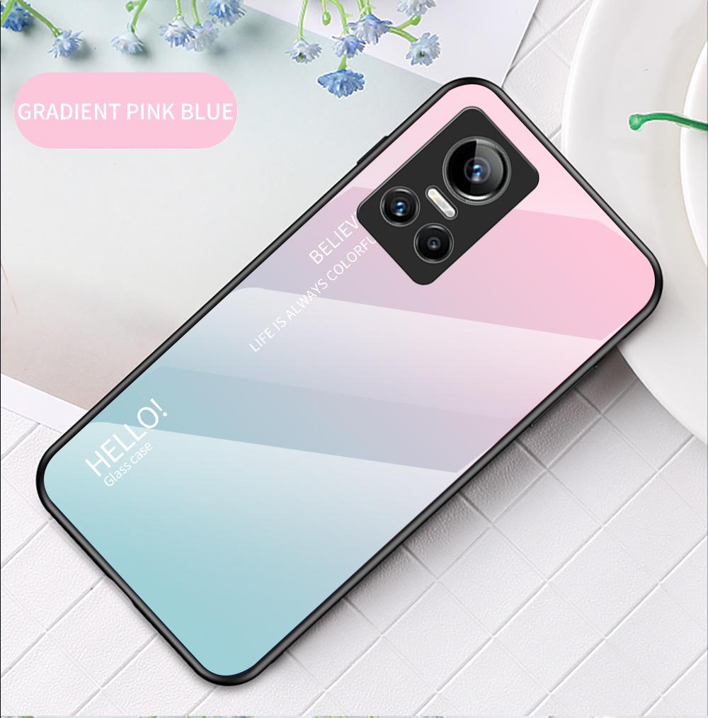 Для Realme 7 8 9 Pro + Narzo 30 50A 50i 50 Pro C11 C21 C15 GT Neo2 3 3T C31 4G 5G чехол с градиентом Aurora из закаленного стекла, мягкая рамка, задняя крышка, чехол для телефона
