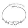 Women's Happiness Signal Double Hearted Women's Silver Plated Bracelet, European and American Jewelry Fashion Jewelry