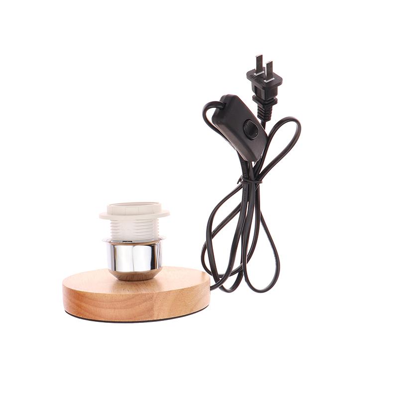 E27 патрон лампы круглый твердый деревянный держатель с шнуром включения выключения для настольной лампы прикроватный держатель лампы для домашнего освещения