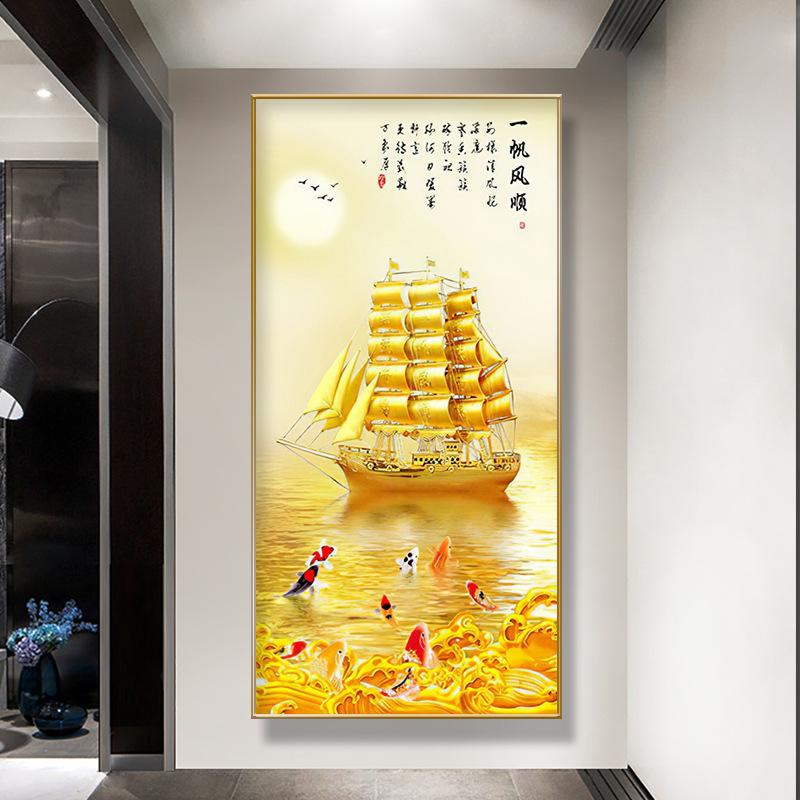 Золотая лодка корабль холст картина Lucky Stone Zen плакаты пейзаж настенные художественные картины для гостиной крыльцо Декор