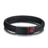 Customized Engrave Medical Alert ID Bracelet, Stainless Steel Magnetic Buckle Woven Leather Wristband Bangle for Men