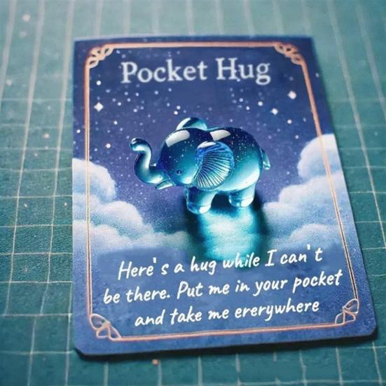 Pocket Hug Animal Resin Mini Animal Pocket Hug Token with Card Emotional Support Turtle Miniature Encouragement Gift for Christmas Birthday