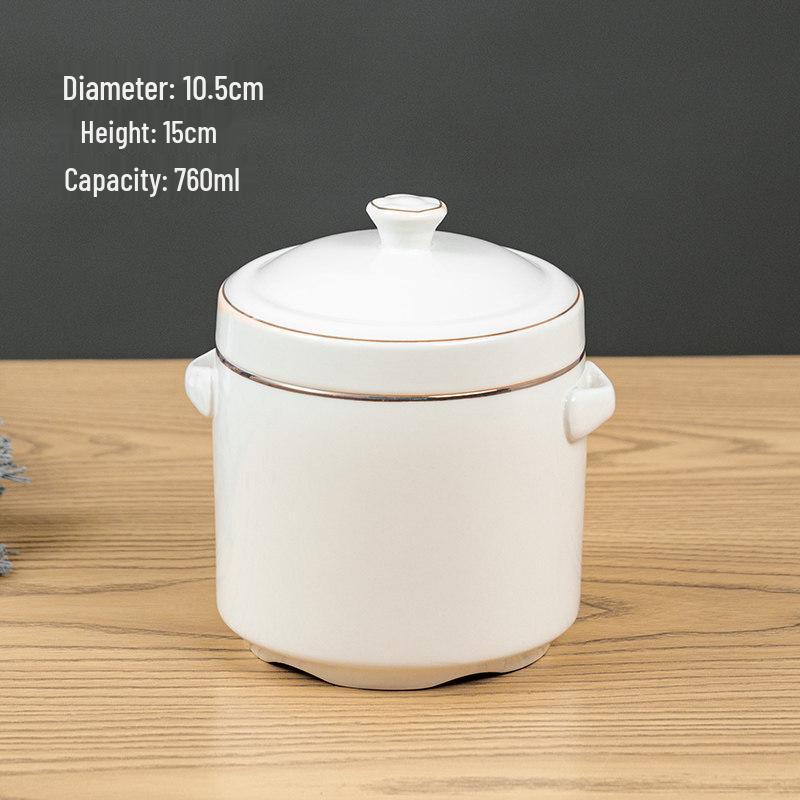 Ceramic Double Boiler Stew Pot with Lid for Soup, Bird's Nest, and Steamed Eggs
