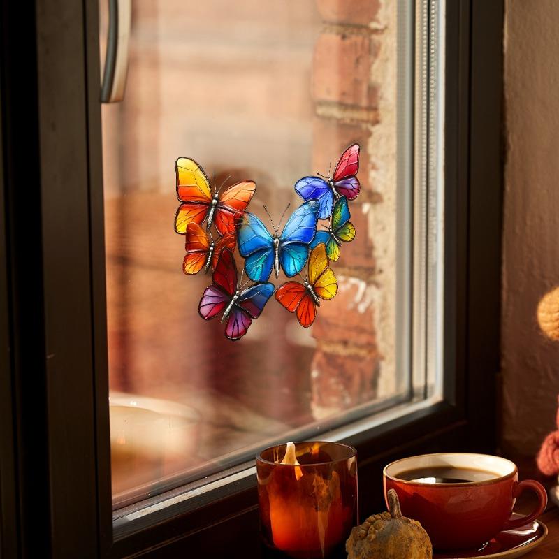 Fun-JD080 Colorful Painted Butterfly Glass Window Beautification and Decoration Electrostatic Uv Window Stickers Without Adhesive