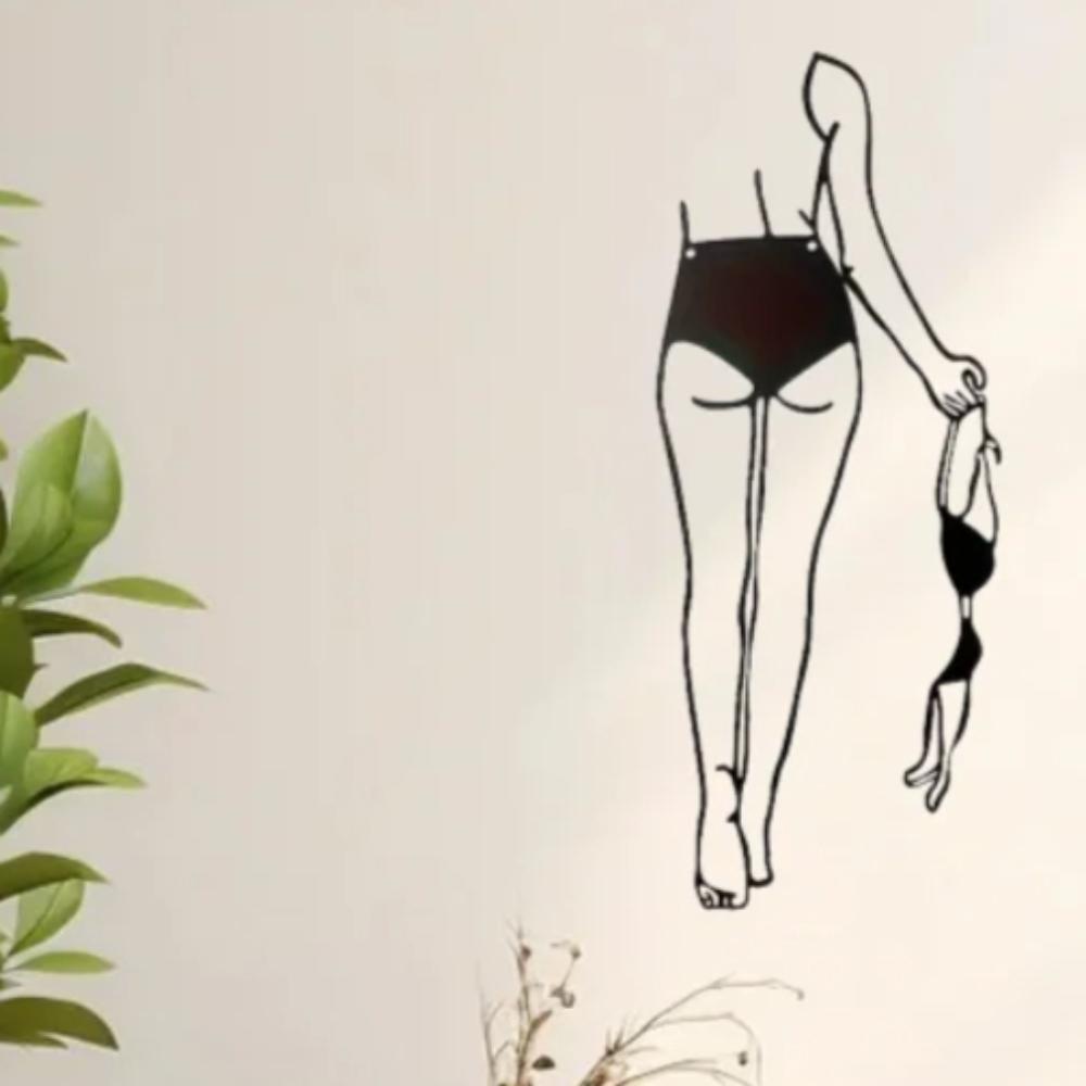 Цельное нижнее белье Скрытое металлическое настенное украшение Фреска на теле Линейное искусство Современный минималистский декор для женской ванной комнаты