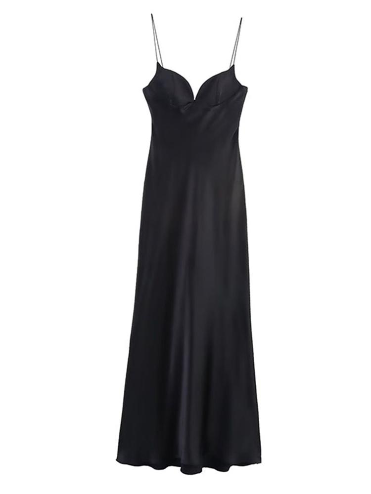 Женское длинное платье-комбинация с V-образным вырезом, красное платье на тонких бретелях для дам, рождественский фестиваль, день рождения, отпуск, красное черное платье 2025