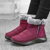 Водонепроницаемые зимние ботинки из искусственного меха для женщин 2025 года, нескользящие утолщенные плюшевые ботильоны, женская модная обувь на молнии, сохраняющая тепло, с хлопковой подкладкой