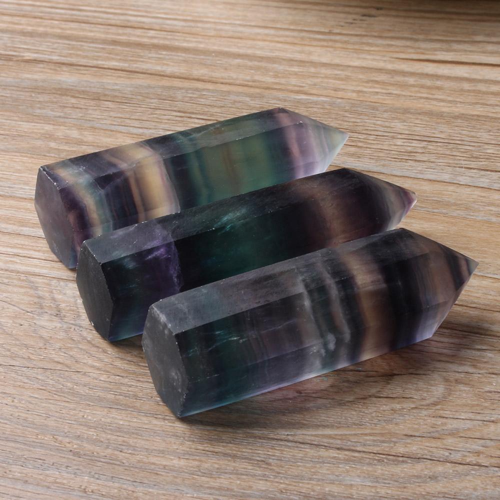 50-60mm Home Colorful Stone Collectables Gemstone Crystal Wand Natural Fluorite Point Healing