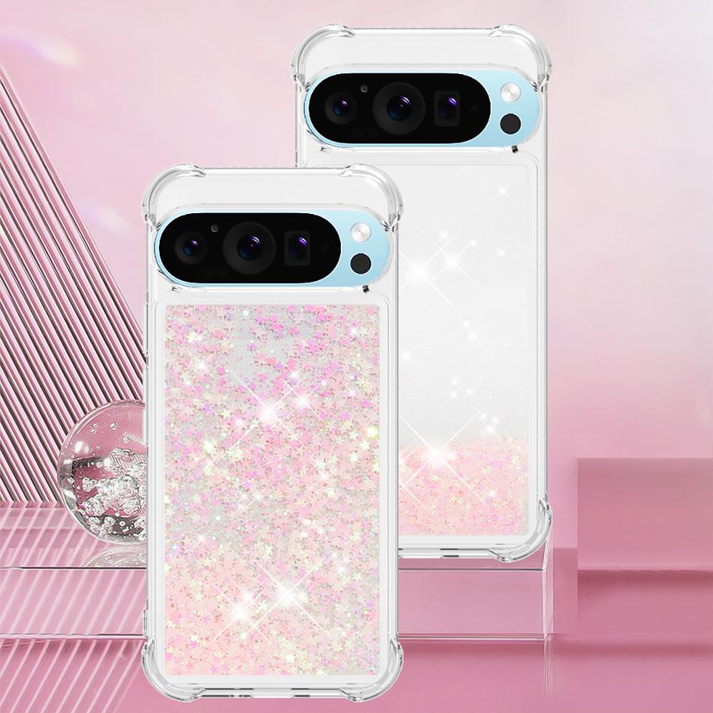 Милый чехол-жидкий песок с блестками и стразами для Google Pixel 10 9 8 Pro XL 9A 8A 7A, противоударный, прозрачный, мягкая задняя крышка