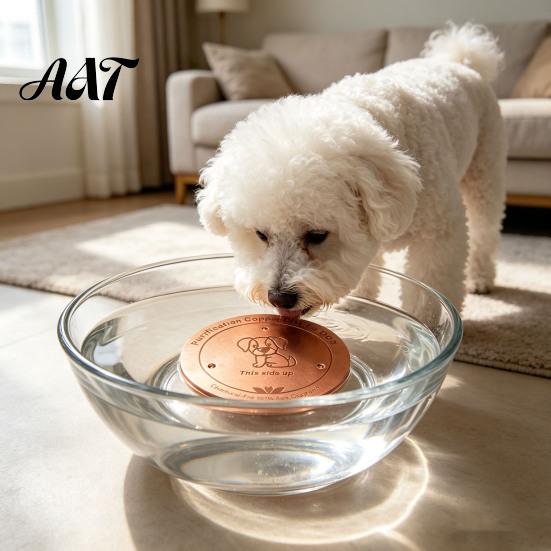 99.9 Percent Pure Copper Water Purifier Purification Disc for Dog, 4-Inch Diameter Disc, Pet Dispenser Cleaning with 3-Point Support Dog