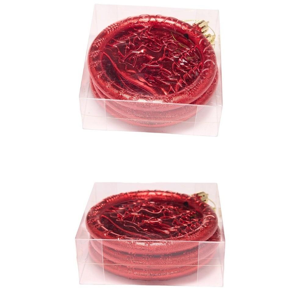 3Pcs Round Pancake Shaped Christmas Tree Hanging Pendant Christmas Tree Decoration