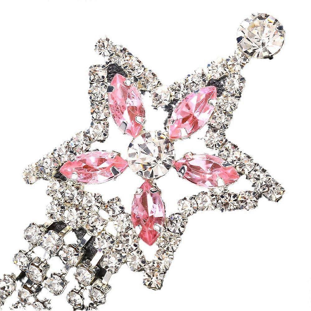 Exquisite star tassel earrings women's fashion net red pink rhinestone earring accessories silver