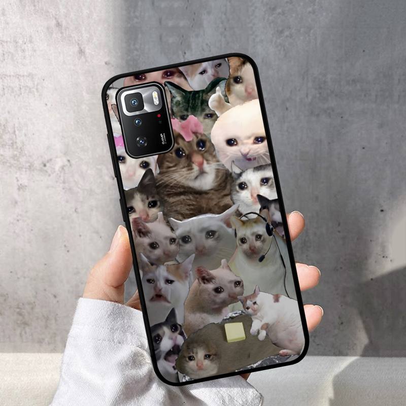 Чехол для телефона «Плачущий кот с мемами» для Redmi Note 10 9 8 6 Pro 8T 5A 4X X 5 Plus 7 7A 9A K20