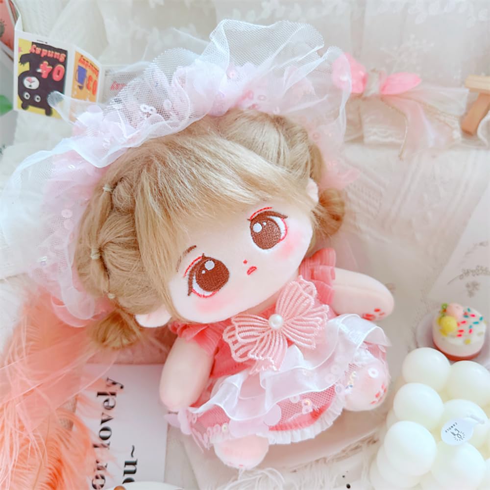 Niannyyhouse 20 см Плюшевая Карамельная Девочка с Жареными Черными Волосами из Обычного Хлопка, Волосы, Атрибуты, Тело, Кукла, Наряжаться (24-Скелет в комплекте)