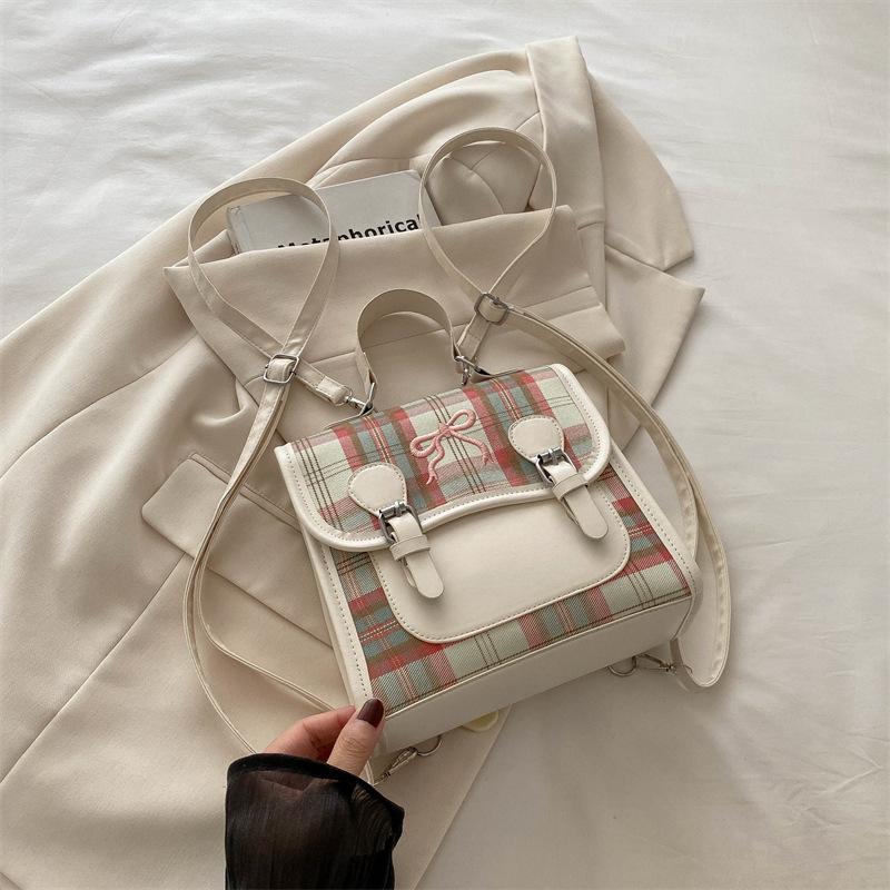 Повседневный универсальный клетчатый женский рюкзак 2025 новый рюкзак контрастного цвета мини портативный школьный рюкзак для путешествий