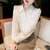2025 Spring Women's Acetate Long Sleeve White Shirt - Professional, Elegant Design for Commuting