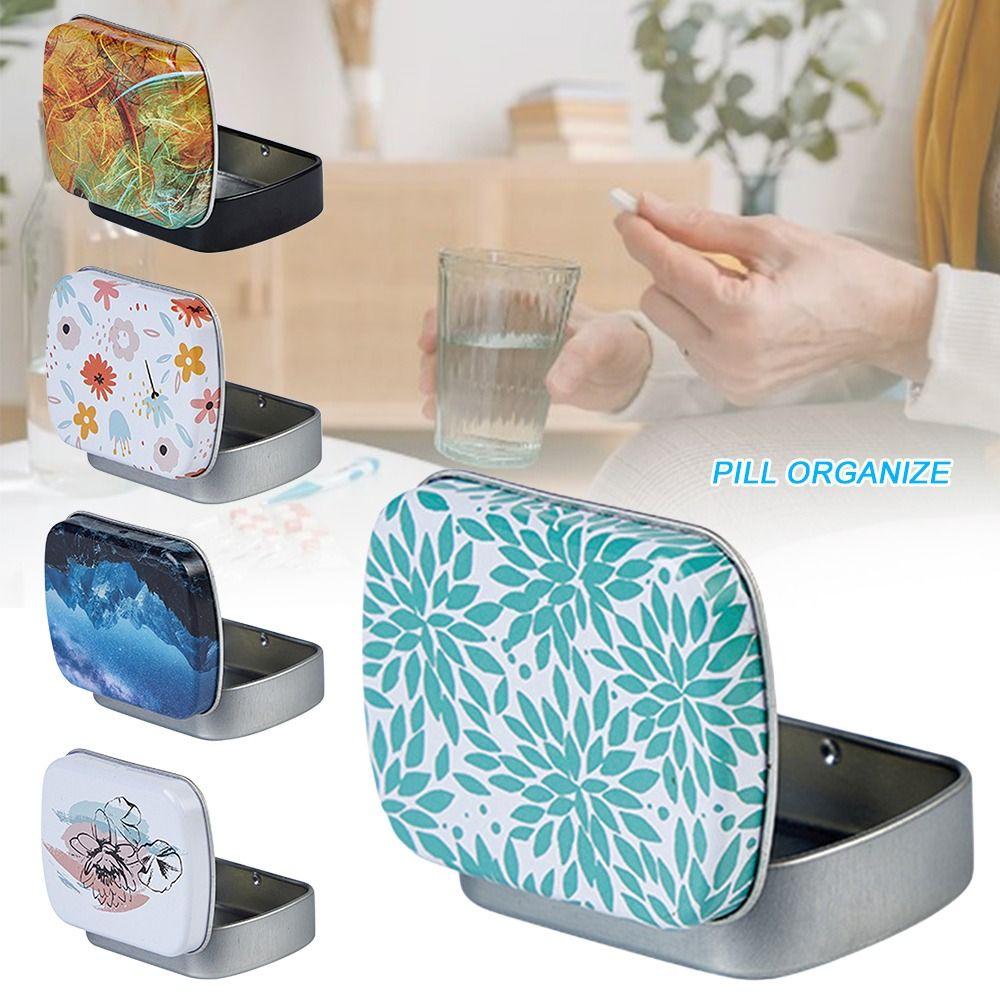 Metal Iron Can with Lid Storage Can Portable Pill Organize Jewelry