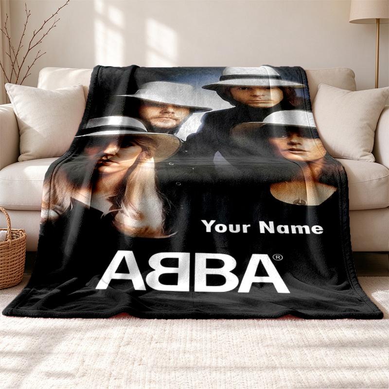ABBA Customizable name outdoor blanket soft cozy and warm Multi-purpose office blanket outdoor camping and travel blanket all-season multi-purpose gif