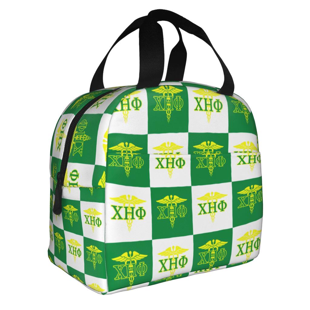 CHI ETA PHI Sorority Nurse 1932 Insulated Lunch Bags for Green and Yellow Resuable Cooler Thermal Bento Box Work School Travel