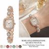 Diamond Studded Watch Strap Quartz Watches with Adjustable Bracelet Wrist Decoration  Women Girl