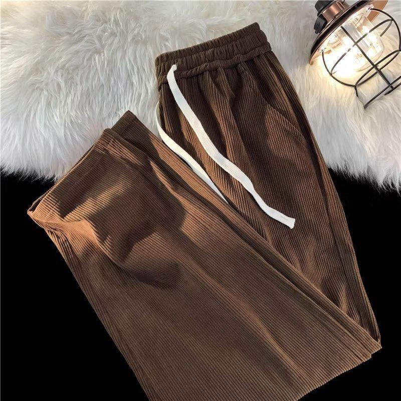 Men's High-End Wide-Leg Brown Corduroy Pants - 2023 Autumn Style