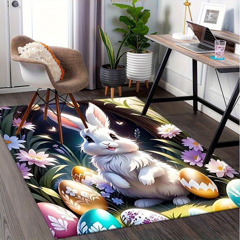 Office Carpet Easter Bunny & Eggs Design Sofa Rug, Chair Mat Protection