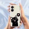 For Xiaomi Redmi Turbo 4 5G/Poco X7 Pro 5G Case Love Black Cat Pattern Printing Straight Edge TPU Phone Back Cover