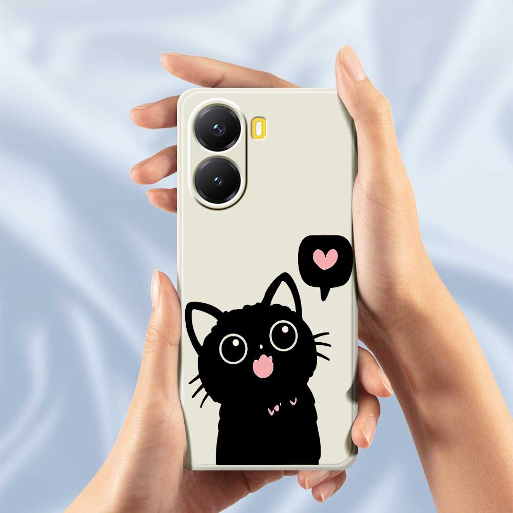For Xiaomi Redmi Turbo 4 5G/Poco X7 Pro 5G Case Love Black Cat Pattern Printing Straight Edge TPU Phone Back Cover