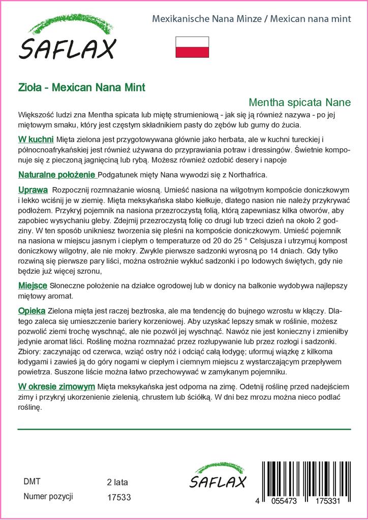SAFLAX Garden in the Bag - Мексиканская мята нана - 500 семян - С субстратом в подходящем пакете - Mentha spicata