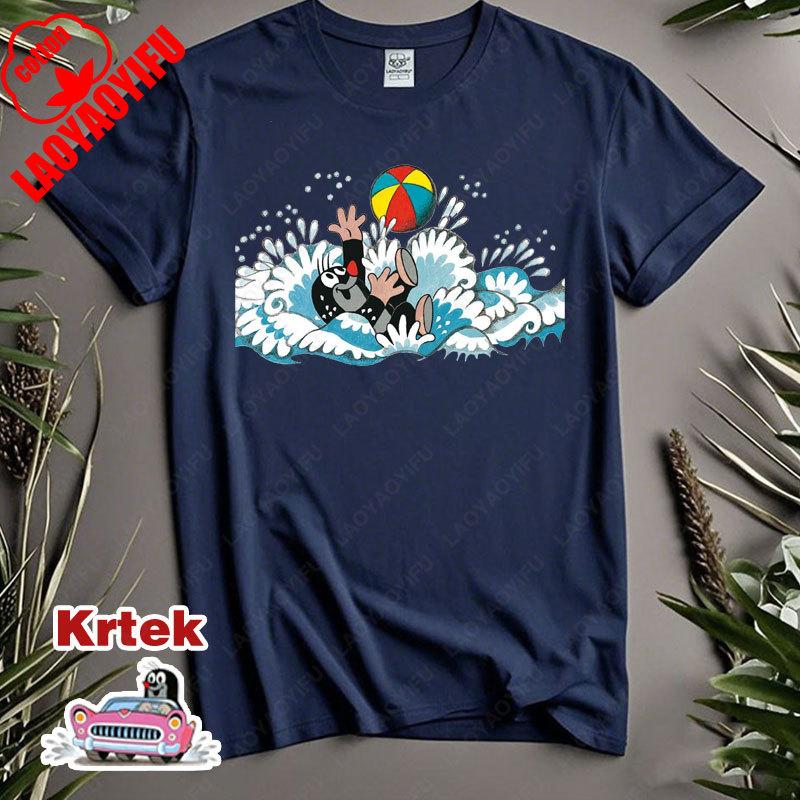 История Кротика Krtek Винтажный Мультфильм Аниме Футболка с Коротким Рукавом Мужская Женская Хлопок Круглый Вырез Повседневная Свободная Смешная Детская Модная Футболка