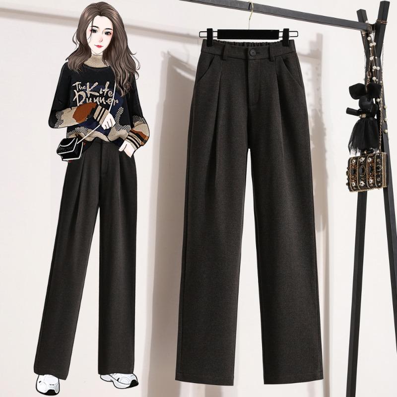 DIMANAF 2024 Большой размер Осень Зима Женские Новые Свободные Брюки Однотонные Брюки-галифе С Высокой Посадкой Базовые Повседневные Брюки Длинные Брюки