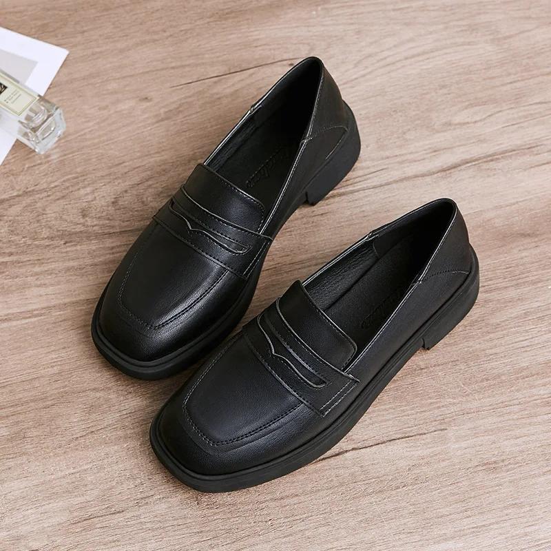 Осень Весна Женские Оксфорды Комфорт Леди Польский Дизайнер Низкий каблук Повседневная Обувь Британский Стиль Женская Обувь