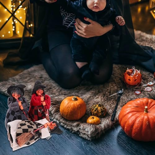 HANABASS 3 Pack Hanging Witch Dolls Halloween Creepy Decoration Fabric Plastic for Party Home Room Decor