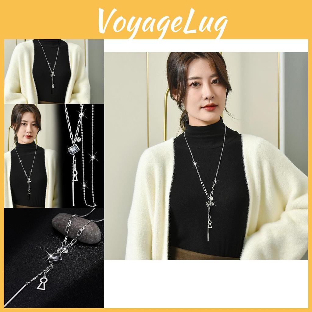 Элегантное длинное хрустальное ожерелье для женщин в стильном геометрическом дизайне, идеально подходящее для осенне-зимнего гардероба