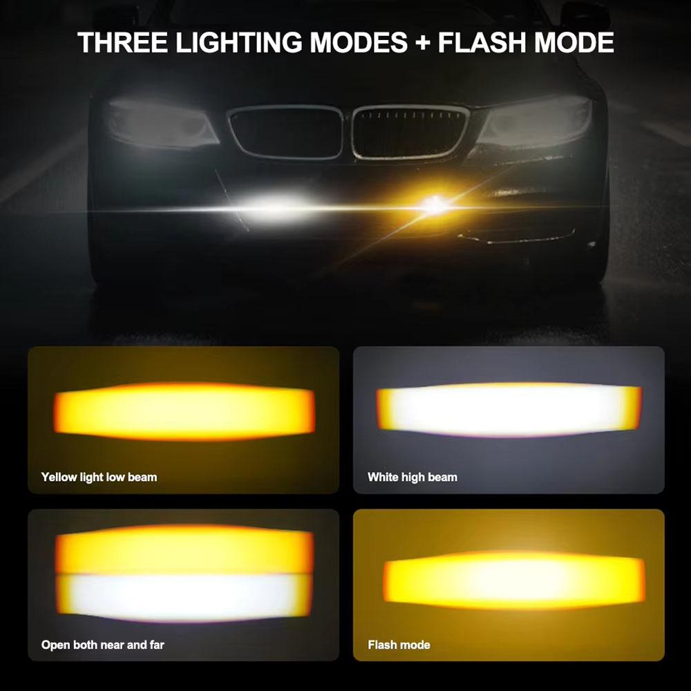 Car LED Spotlight IP67 Waterproof Yellow and White Light High Low Beam Lamp for Truck/SUV/ATV