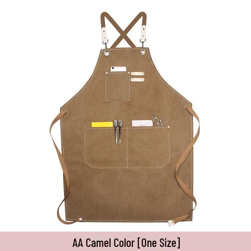 Фартук из холста с цветочным логотипом для молочного чая, выпечки, кухни и парикмахерской - утолщенный, для мужчин и женщин