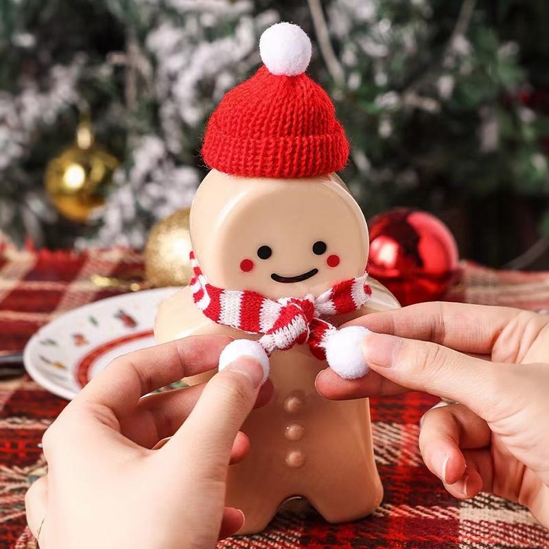 Рождественская чашка в виде пряничного человечка, рождественский подарок, чашка для питья, прозрачная чашка для напитков, сока, молока, кофе, кружка, рождественские украшения