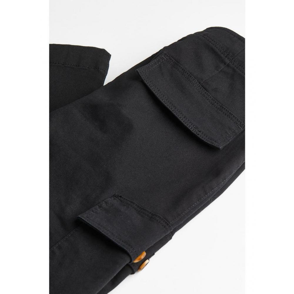 H M Cotton Twill Cargo Pants Black 1139516001