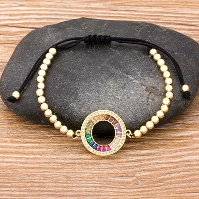 Nidin New Classic Light Luxury Copper Macrame Pave CZ 4MM Beads 8 Shape Men Women Handmade Adjustable Bracelets Jewelry Gift