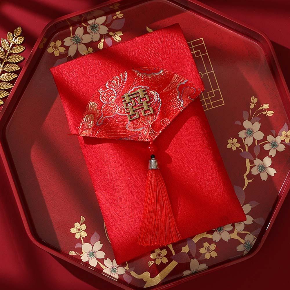 Brocade Cloth Tassel Brocade Red Envelope Spring Festival New Year Money Bag Wedding Birthday
