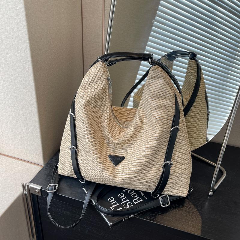 Летняя сумка-тоут большой вместимости, соломенная сумка для студенток колледжа 2024 года, новый повседневный рюкзак, сумка-мессенджер на одно плечо