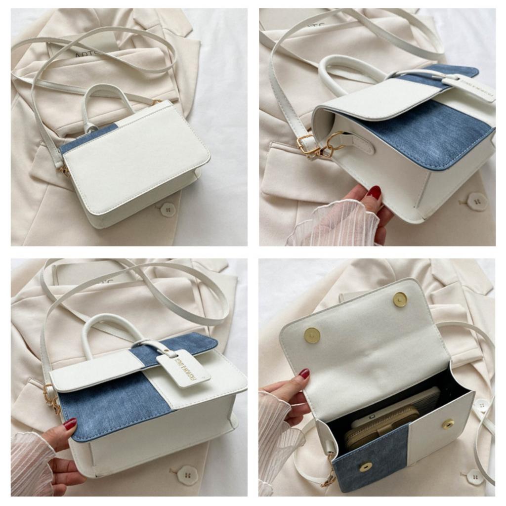 Маленькая квадратная сумка с нишевым дизайном, сочетающая в себе лоскутную технику и контрастные цвета, женская повседневная сумка-кроссбоди и модная сумка на одно плечо