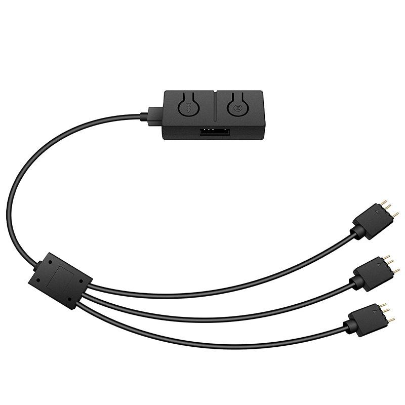 RGB Конвертер 3pin в 4pin ARGB Конвертер для подсветки вентилятора с 3-сторонним разветвителем 5V/3pin ADD-RGB в 12V/4PIN Адаптер Синхронизация 50 цветовых режимов